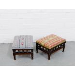 Two footstools with upholstered tapestry tops (2)