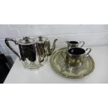 A four piece Walker & Hall tea and coffee set with foliate engraved pattern together with a Walker &