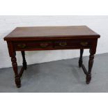 A mahogany side table, the rectangular top with moulded edge, over two short drawers, raised on