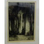 Hedley Fitton St. Giles Cathedral Etching, pencil signed, in an ebonised glazed frame, 53 x 70cm`