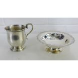 A Mappin & Webb Birmingham silver bowl together with a George VI Birmingham silver christening