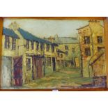 20th Century Continental School Mews Buildings Oil-on-board, apparently unsigned, framed, 75 x 50cm