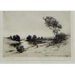 James McArdle (Jackson Simpson) Evening on the River Findhorn Nr Forres) Drypoint, signed in pencil,