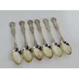 A set of six Victorian Queens pattern silver teaspoons with makers marks for Josiah Williams & Co,