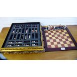 A contemporary chess board with a set of jazz and rock singing chess pieces (a lot)