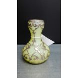 An opaque glass and white metal overlaid gourd shaped vase, 13cm high