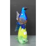 A Murano style coloured glass bird sculpture, 30cm high