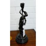 After Milo, bronze figure of an Art Nouveau style female on circular hardstone base, 33cm high