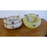 Two vintage opaque glass light fittings (2)