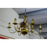 A pair of brass effect six branch light fittings (2) approx 60cm wide