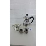 Epns wares to include a coffee pot, twin handled sugar bowl and a pair of Eastern white metal