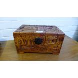 An Eastern carved camphorwood box, 30 x 18cm