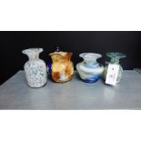 A mixed lot to include two Phoenician glass vases, a Mdina glass vase and a H & K Tunstall 'Viola'