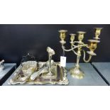 Epns wares to include a candelabra, tray, butter dishes, miscellaneous flatware etc., (a lot)