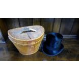 A Christys' London top hat complete with leather top hat box and cover (2)