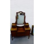 A mahogany and inlaid dressing table, 174 x 114cm