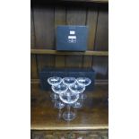 John Rocha for Waterford set of six Geo patterned crystal champagne coups, boxed