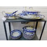 John Maddock and Sons 'Hamilton' patterned blue and white dinner wares to include dinner plates,