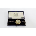 Lady's Art Deco Unicorn (Rolex) 9 carat gold cased wristwatch, the enamelled dial with Arabic