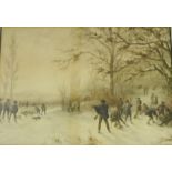 19th Century School 'Soldiers Camp' Watercolour, signed and titled indistinctly and dated 1895, in a