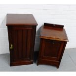 A mahogany bedside cabinet and an oak coal scuttle (2)