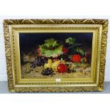 Still Life with Fruit Oil-on-Board, apparently unsigned, in an ornate gilt wood frame, 58 x 38cm
