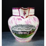 A 19th century lustre jug with a west view of the Cast Iron bridge over the River Wear, built by