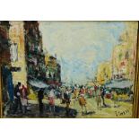 Francesco Filosa (1910-1990) 'Italian Market Scene' Oil-on-Canvas, signed bottom right, in a gilt