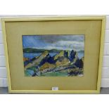 M.H. Easton 'Rocky Shore Line' Watercolour, signed, in a glazed frame, 35 x 25cm