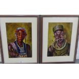 A pair of framed coloured prints, 28 x 42cm, (2)