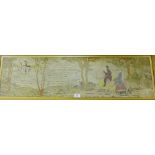 A framed needlepoint depicting a Chivalric Scene of a Knight with a Companion, in a gilt frame,