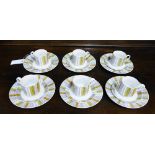 Midwinter retro coffee set comprising six cups, six saucers and six side plates (a lot)