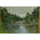 J.S. Hewitt 'Woodland River Scene' Watercolour, signed, in a glazed gilt wood frame, 36 x 26cm