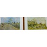 Charles Simpson A companion pair of coloured Hunting prints to include 'Across the Plough' and 'A
