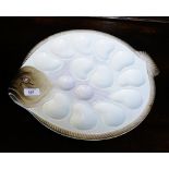 Longwy of France ceramic fish shaped oyster dish, 41 x 36cm