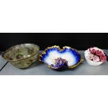 A mixed lot to include a D & G French porcelain floral patterned serving dish, together with a glass