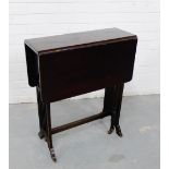 A mahogany drop leaf side table 72 x 108cm