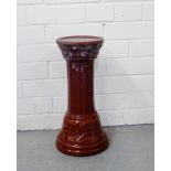 A West German brown glazed pottery pedestal, 42cm high