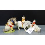 Two Beswick 'Norman Thelwell' horse and rider figures to include 'Kick Start' and another,