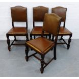 Four oak chairs with vinyl upholstered backs and seats, 94 x 46cm (4)