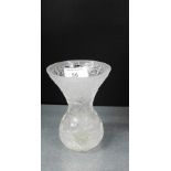 A Lalique flared rim vase with birds and foliage pattern, 13.5cm high
