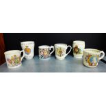 A quantity of Royal commemorative mugs to include a Burleigh George VI and Queen Elizabeth