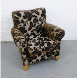 A contemporary floral upholstered armchair, 86 x 86cm