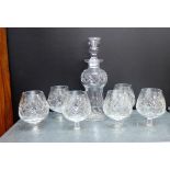 A crystal cut glass thistle shaped decanter and set of six glasses (7)