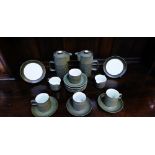 A collection of green glazed Denby tea and coffee wares (a lot)