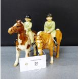 Two Beswick horse and rider figures, (one a/f), 14cm high
