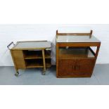 An Art Deco burr walnut serving counter together with an Art Deco hostess trolley, 102 x 82cm (2)