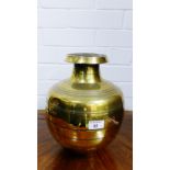 A brass vase, 30cm high