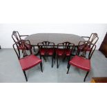 A mahogany dining suite comprising table and set of eight chairs to include a pair of carvers, 75