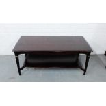 A contemporary stained dark wood coffee table, 50 x 120cm